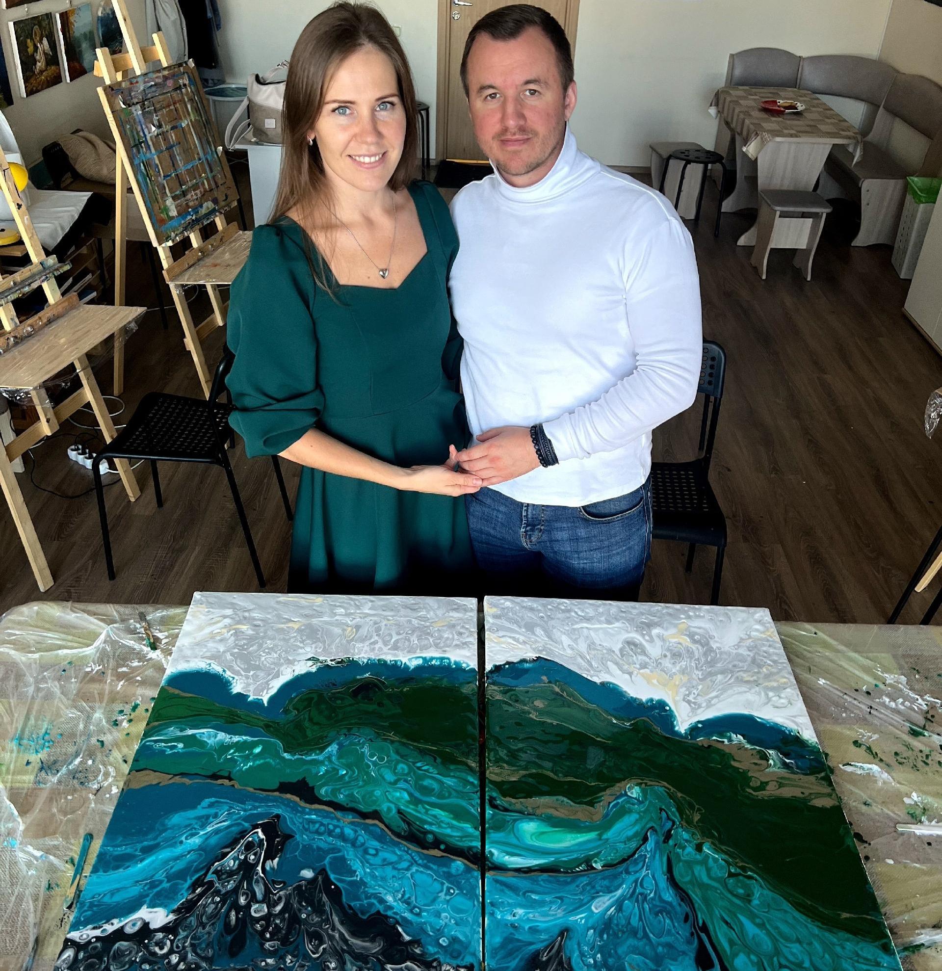 Фотографии с мастер-класса FLUID ART - техника жидкого акрила - фото 11